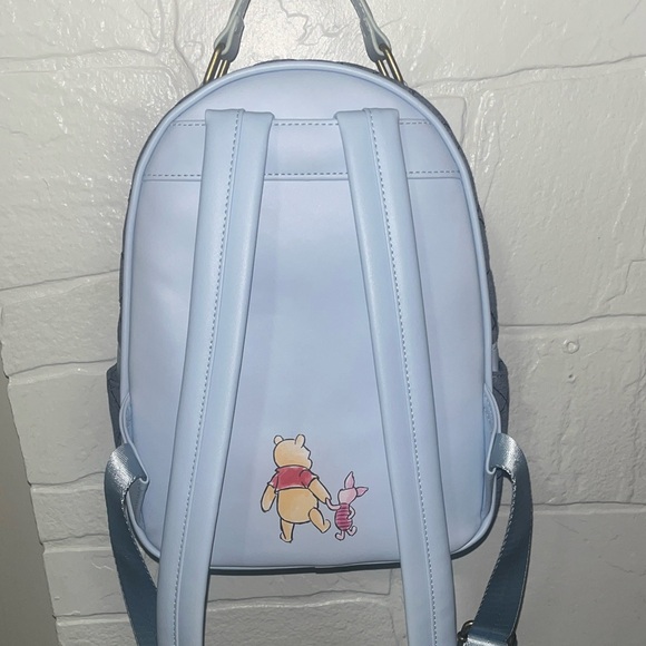 Loungefly Disney Winnie The Pooh Nwot Denim Backpack Vegan Leather - Picture 2 of 13